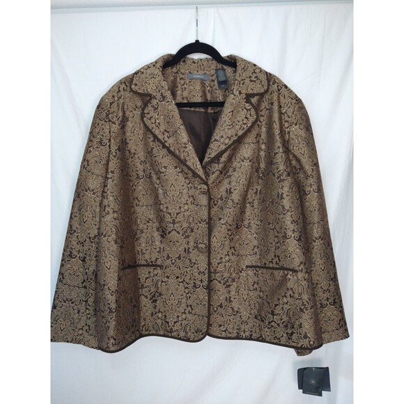 NWT Liz Claiborne Jacquard Blazer Jacket Overcoat Sz 22 Paisley Classic Whimsy - Picture 1 of 15